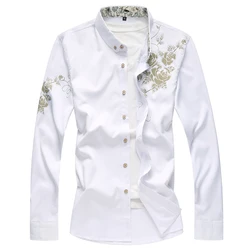 Été nouveau hommes à manches longues blouse florale grande taille 7xl hommes mode tendance bal Party Bar KTV Casual shirt