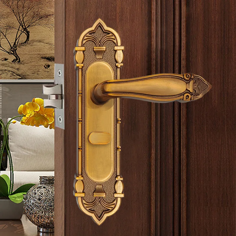 

Дверной замок с одним язычком в европейском стиле, бесшумный дверной замок для комнаты, замок из античной бронзы, замок с деревянной дверной ручкой