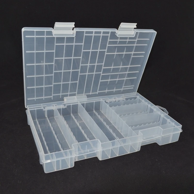 Caja de almacenamiento de plástico duro antiimpacto, organizador práctico, soporte de compartimento interior transparente, resistente al desgaste, AA, 40x AAA