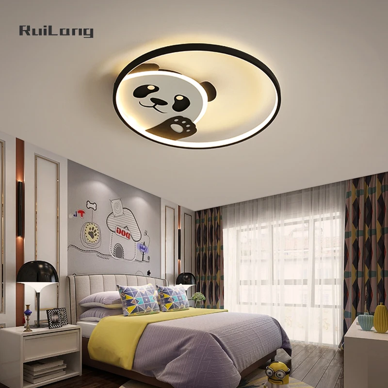 Kawaii Panda Bear Ceiling Lamp For Baby Room Boys Bedroom Decor Cute Cartoon Chandelier Kids Children Animal Led Ceiling Lights