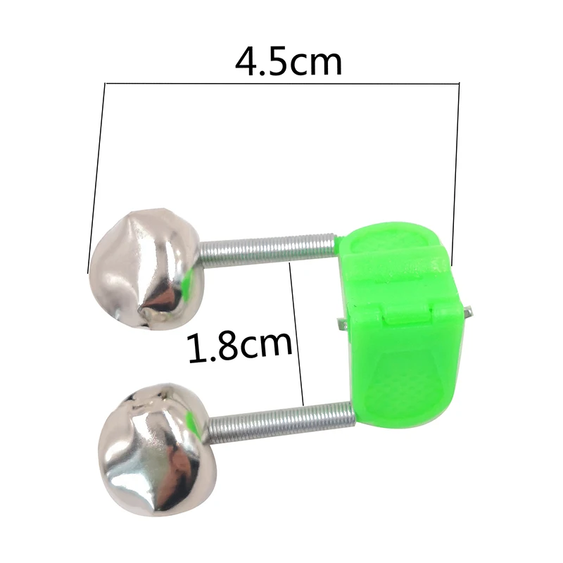 10pcs/lot Fishing Bite Alarms Fishing Rod Bell Rod Clamp Tip Clip Bells Ring Green ABS Fishing Accessory Outdoor Metal