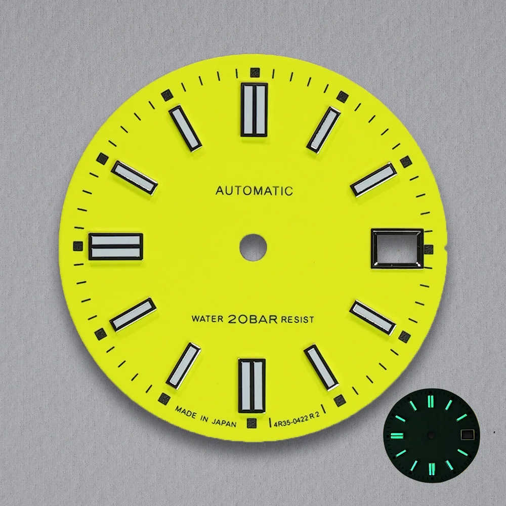 جديد 28.5 مللي متر S شعار NH35/NH36/4R/7S الطلب مناسبة للحركة الأوتوماتيكية اليابانية C3 الأخضر مضيئة ساعة اكسسوارات
