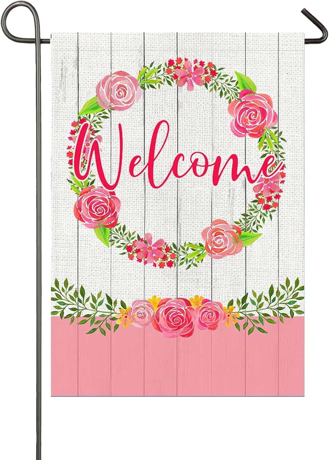 Spring Welcome Garden Flag 12.5x18 Valentine Pink Rose Flower Wreath Garden Flag Romantic Spring Summer Floral Decor Yard Si yyi