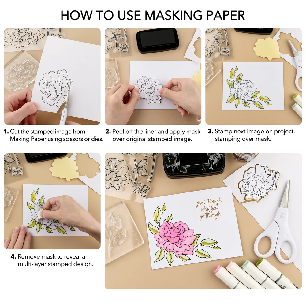 50-250pcs Masking Paper Sheets Stamp and Die Paper Masks for DIY Card Making Repositionable Low-Tack Adhesive Sheets 14.8X21Cm