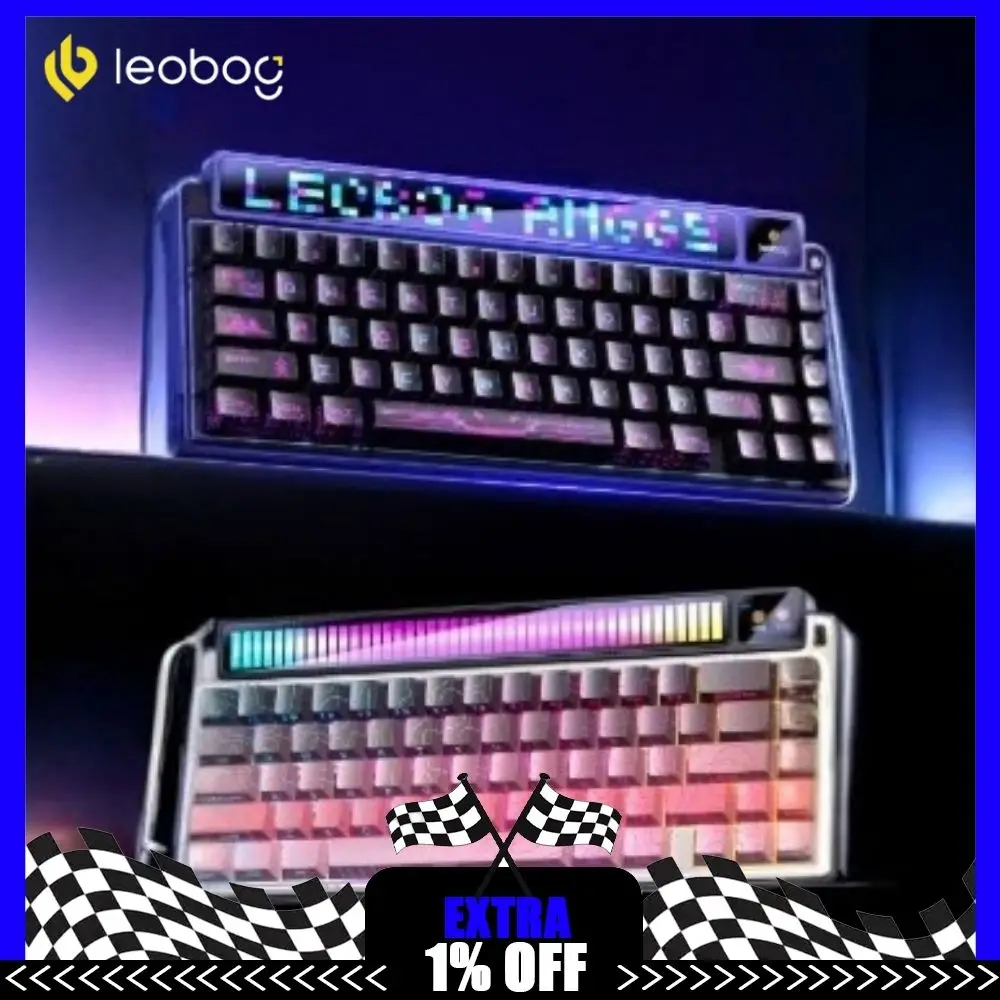 LEOBOG AMG65 Mechanical Keyboard Dual Screen Tri Mode Wireless Gasket Hot-swappable RGB Long Battery Life Gaming Keyboard Gift