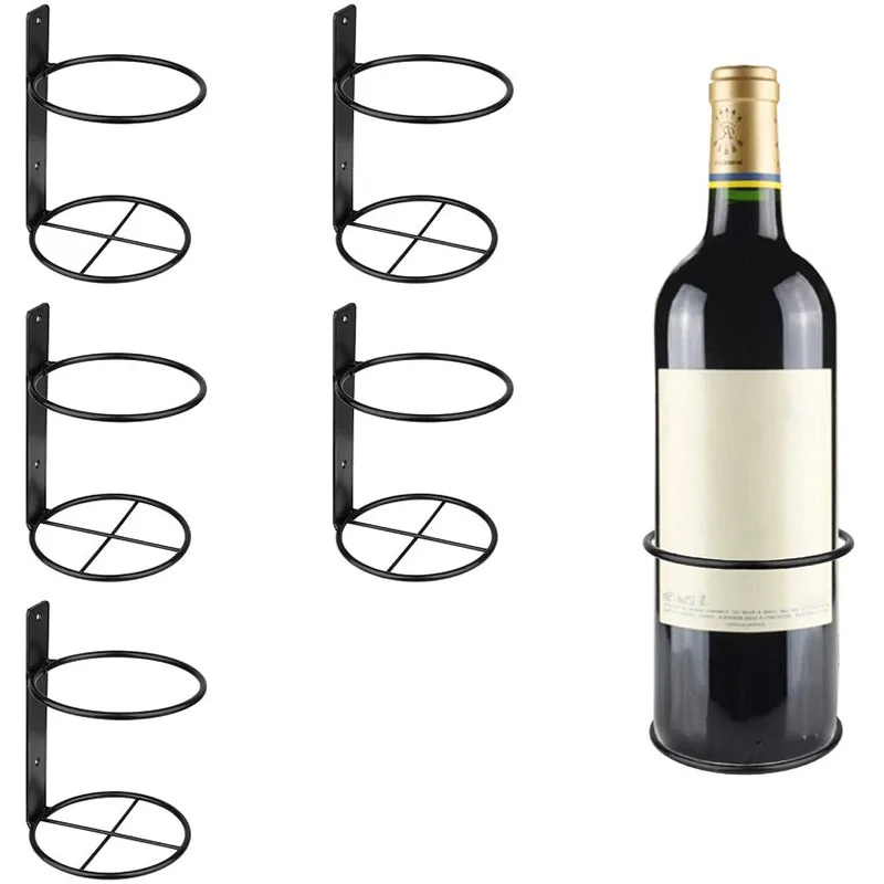 

4Pcs Wall-Mounted Wine Rack Red Wine Bottle Display Holder Stand Metal Wrought Iron Hanging Wine Rack Organizer Decoration 2023