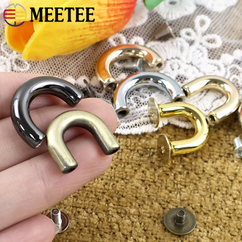 

20Pcs Metal Arch Bridge Buckle Bag Strap Side Clip Clasp D Ring with Screw Handbags Connect Hook DIY Leather Crafts Accessories