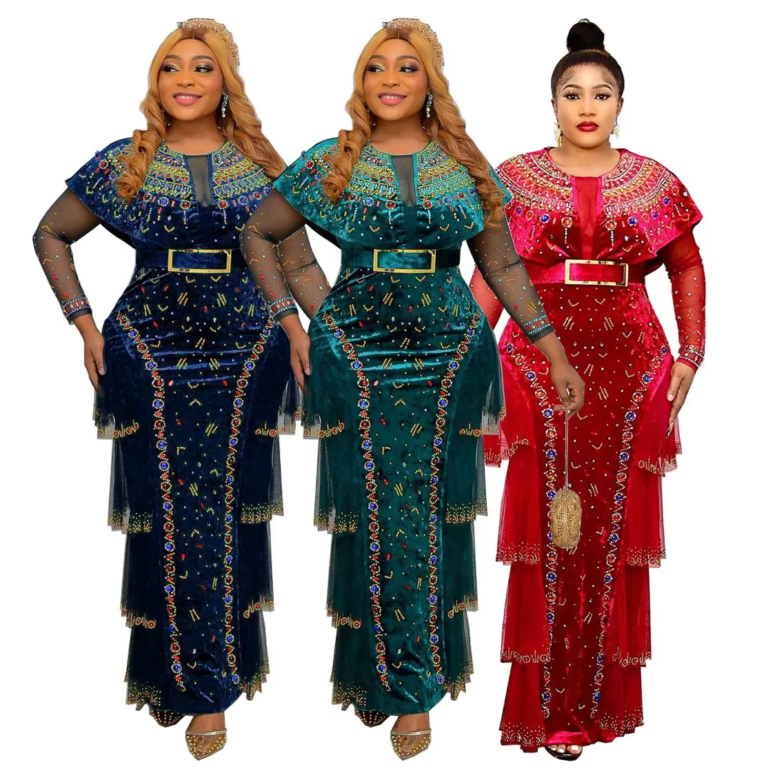 2022 Bodycon Long Maxi Dress African Dresses for Women Sexy Spring African Women Long Sleeve Plus Size Long Dress