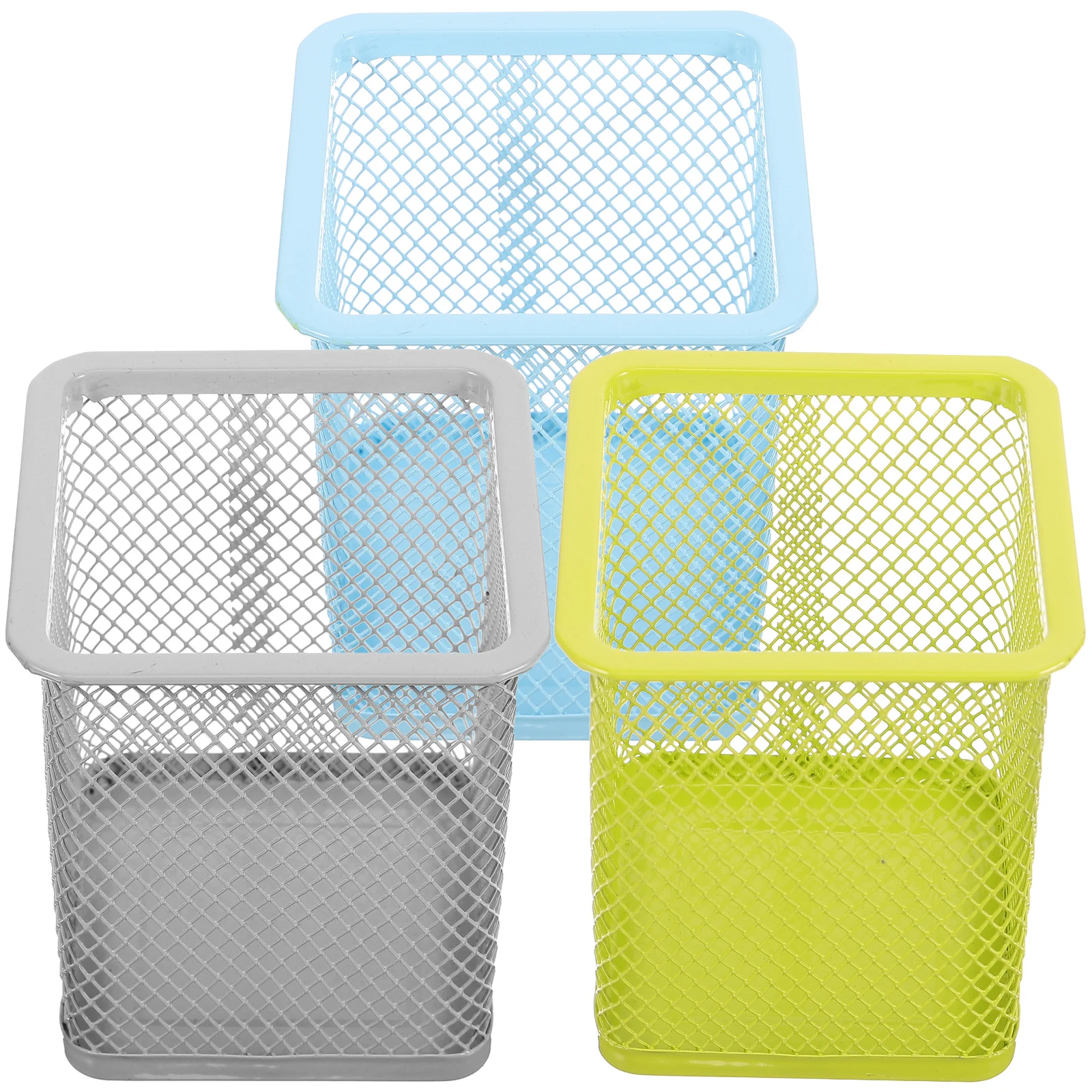 

3pcs Pen Holder Desk Organizer Metal Mesh Container Pencil Cup Stand Practical Home Office School Supplies