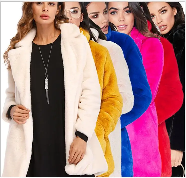 New Arrivals In Europe and America Ladies Imitation Rex Rabbit Fur Coat Women Loose Soft Fur All-in-one Coat Women