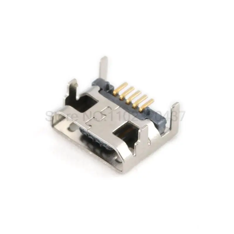 All copper Micro 5P socket 7.2 Posted plugboard USB female base taping four pin long pin without crimping