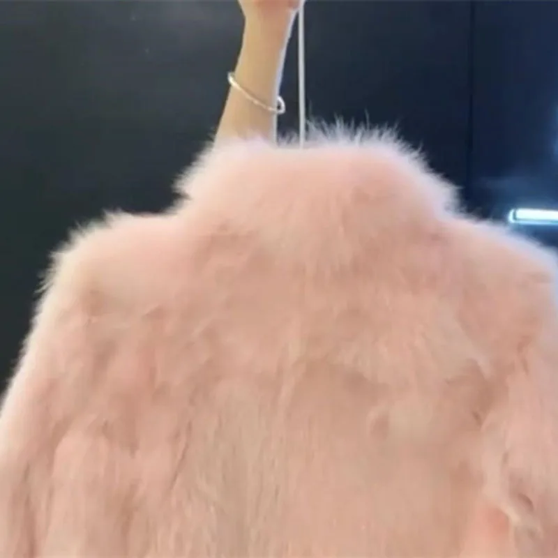 Fashion Pink Rich And Rich High Sense Little Furry Mink Fur Coat Warm Ladies Coat Autumn And Winter New Temperament Jacket