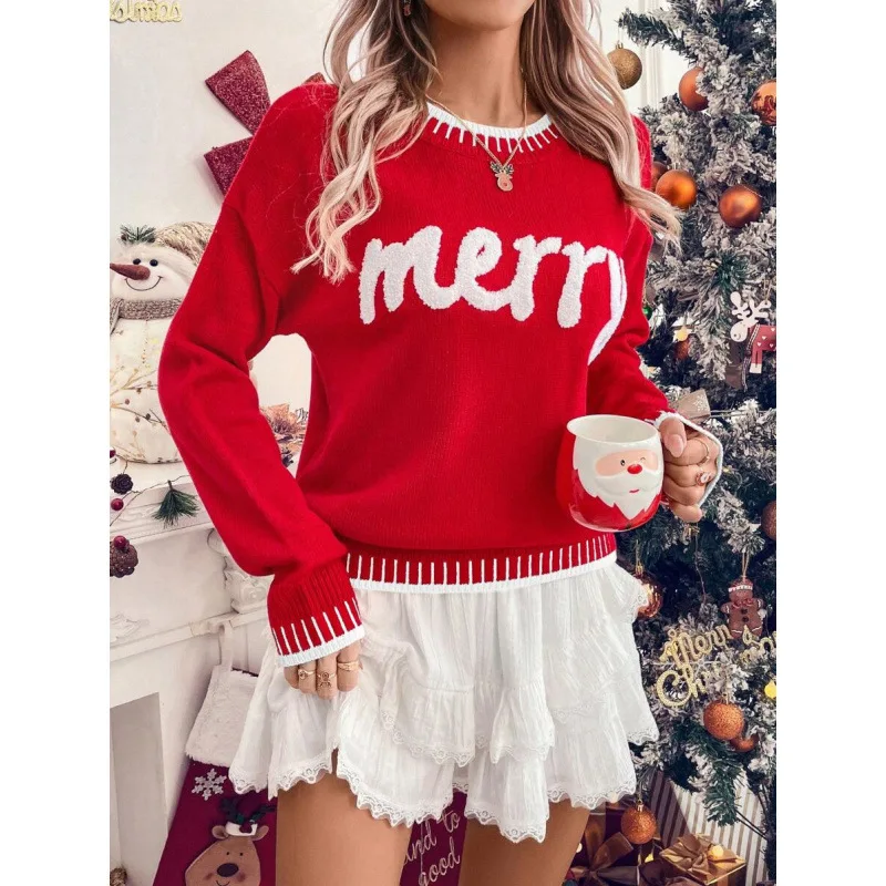 

Christmas Knitted Sweater Women's Fashion Set Spring Season Four Seasons No Brand Registered Trademark P 80603 Chrisas
