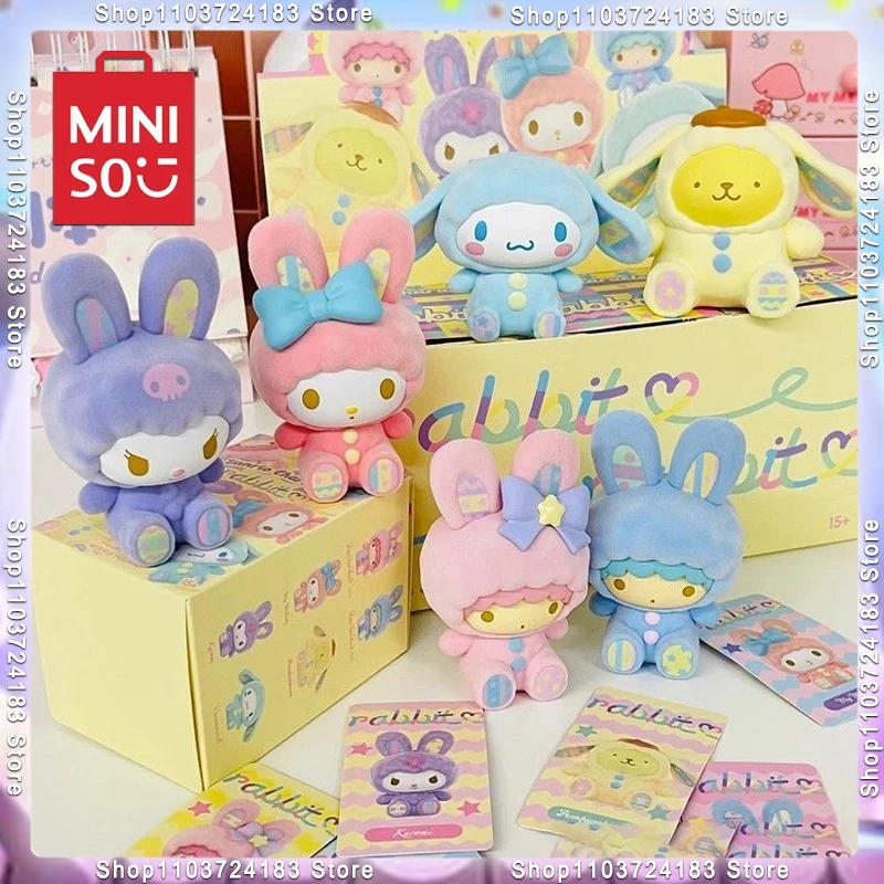 MINISO Sanrio Genuine New Rabbit Series Blind Box Flocking Kulomi Tide Play Gift Collection Toys Decorative Gifts Ornaments