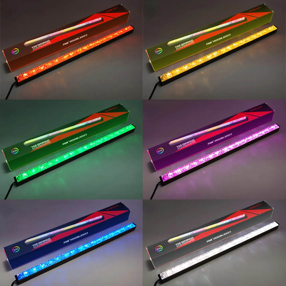 COOLMOON ARGB LED Strip Light 5V 3Pin/Small 4Pin Diamond Magnetic Colorful Atmosphere Bar Magnetic Computer Light