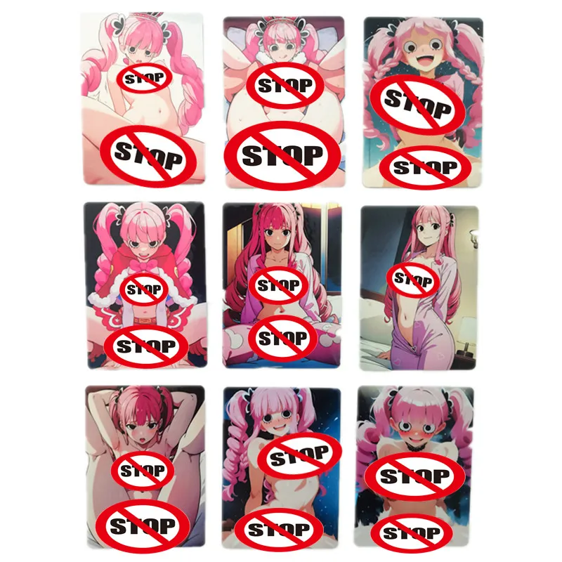 

9Pcs/set Homemade Anime Cards One Piece Perona ACG Nude Sexy Card Game Toy Gift Collection Card DIY