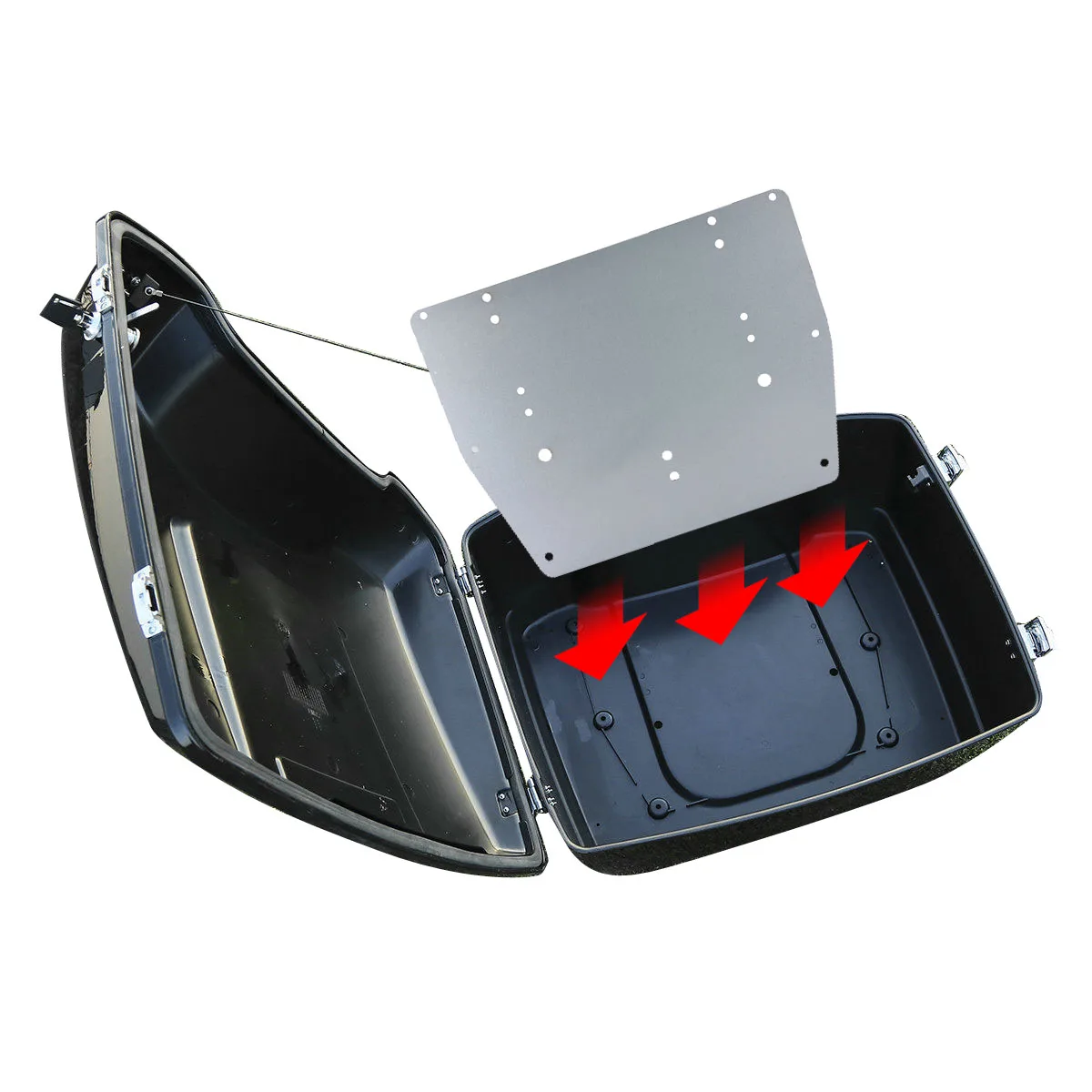 

Metal Trunk Base Reinforcement Plate for Harley Touring – Laser Cut, Fits FLT/FLHT/Road King/Street Glide Tour Pack