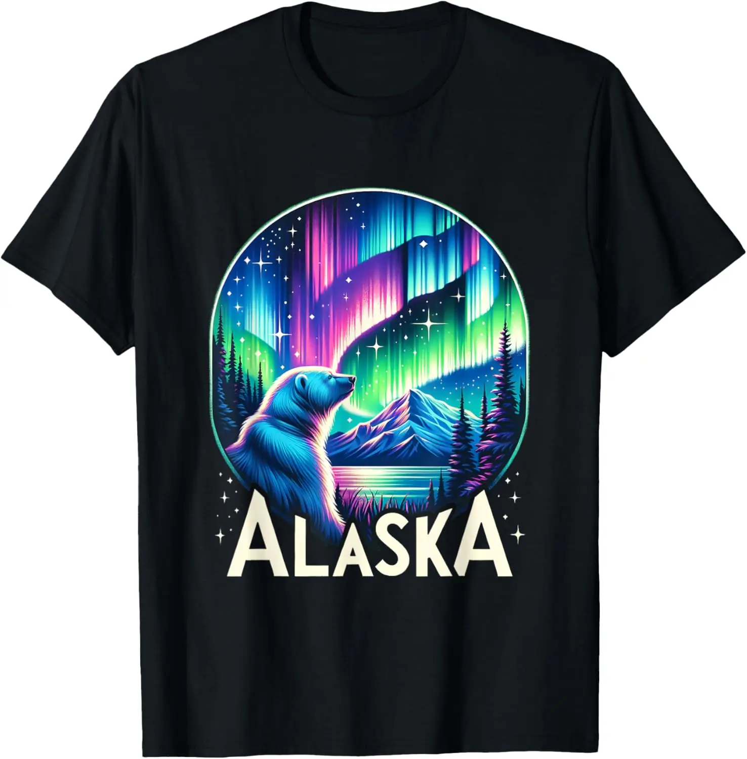 

Футболка Bear Alaska Northern Lights Aurora Viewing Vacation Alaska