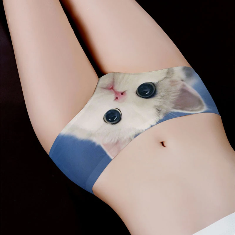 Cute 3D Cat Print Panties Women Underwear Cartoon Animal Kawaii Underpants Breathable Sweet Seamless Girls Sexy Briefs Lingerie