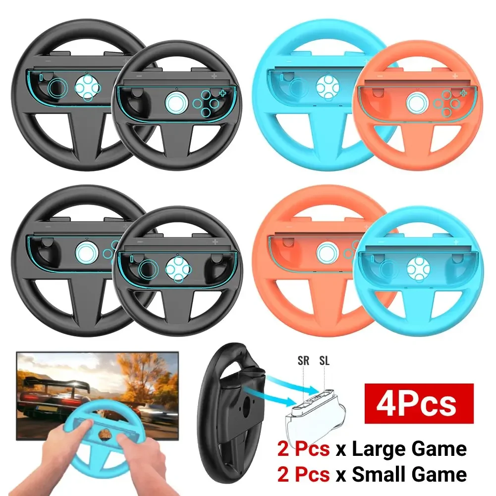 

4PCS Racing Steering Wheels for Switch 2 JoyCon Left Right Controller Ergonomic Joystick Steering Wheel Gaming Accessories
