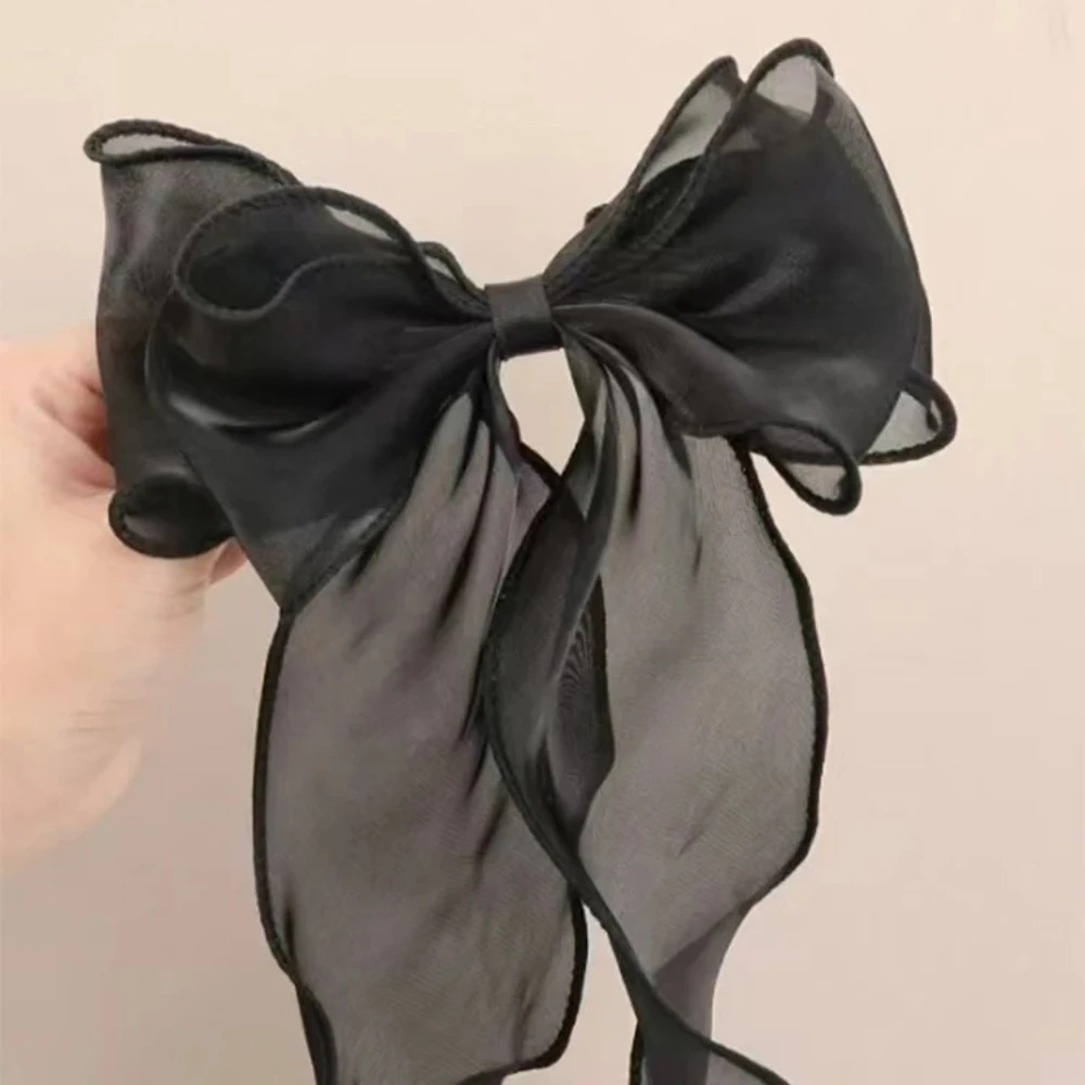 

Black Organza Bow Fluttering Ribbon Hair Clips for Women French Female Headdress Large Hair Clips Girl Hair Accessories Hairgrip