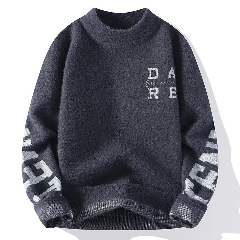 Warm Base for Men and Women Couples Knitwear Top Sweater Half High Collar Fashionable Trend Simple and Personalized Clothing Y2k