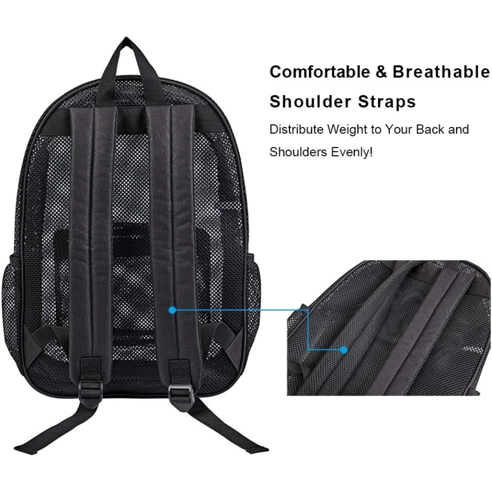 Mochila de malha resistente, grande, transparente, respirável, resistente a rasgos, aprovada pela escola, mochila de segurança para adolescentes do ensino médio, academia