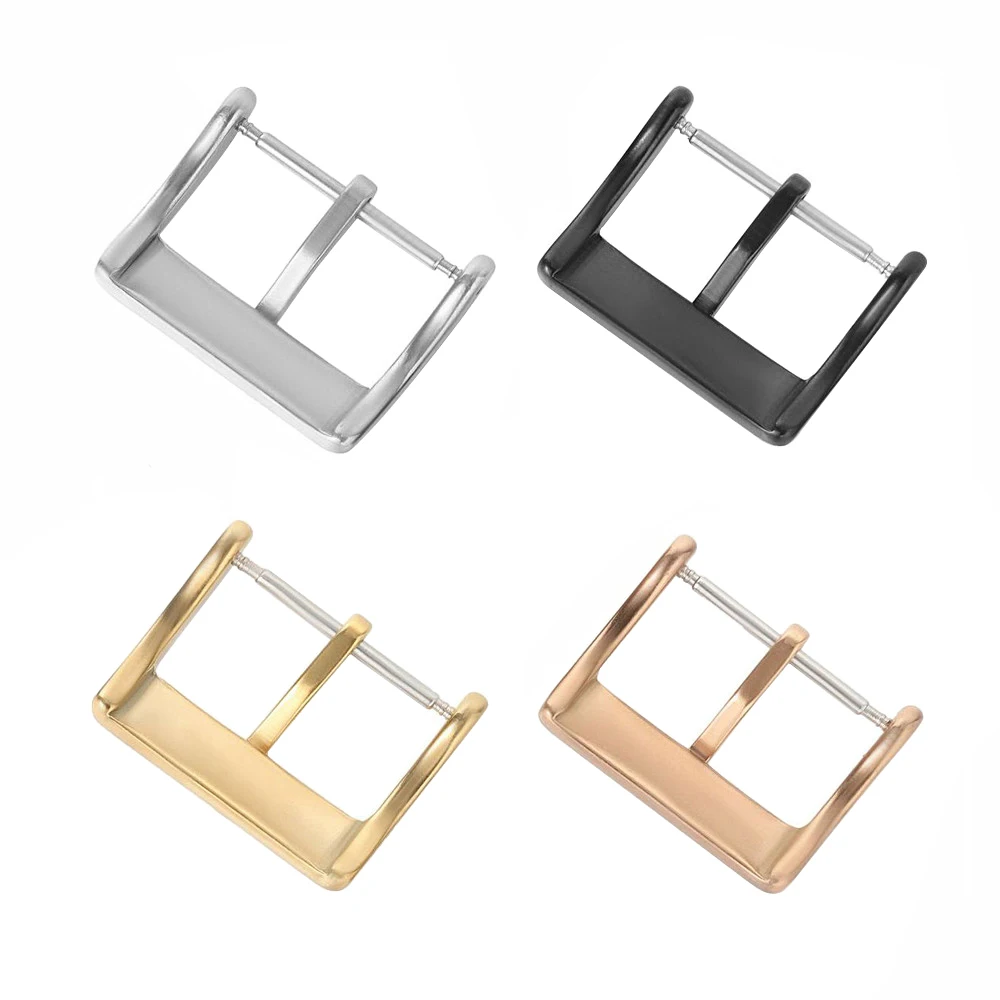 Fibbia per orologio in acciaio inossidabile 304L 16mm 18mm 20mm 22mm Argento spazzolato Nero Oro Uomo Donna Cinturino per orologio Chiusura universale per orologio in metallo