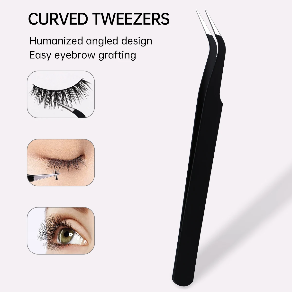 3 個の多機能ステンレス鋼まつげピンセット、高精度、頑丈で耐久性のあるまつげツール