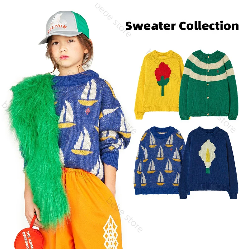 

Children's sweater 2023 fall/winter TAO European and American style baby girl cartoon pattern long sleeve pullover knit cardigan