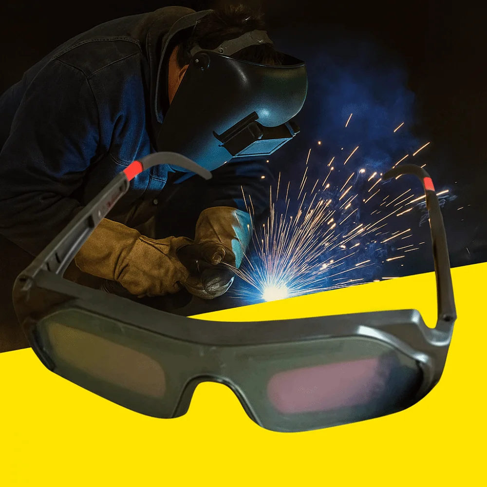 Solar Powered Automatic Dimming Welding Glasses Anti-glare Anti-Scratch Argon Arc Welding Glasses with Headband Auto Darkening