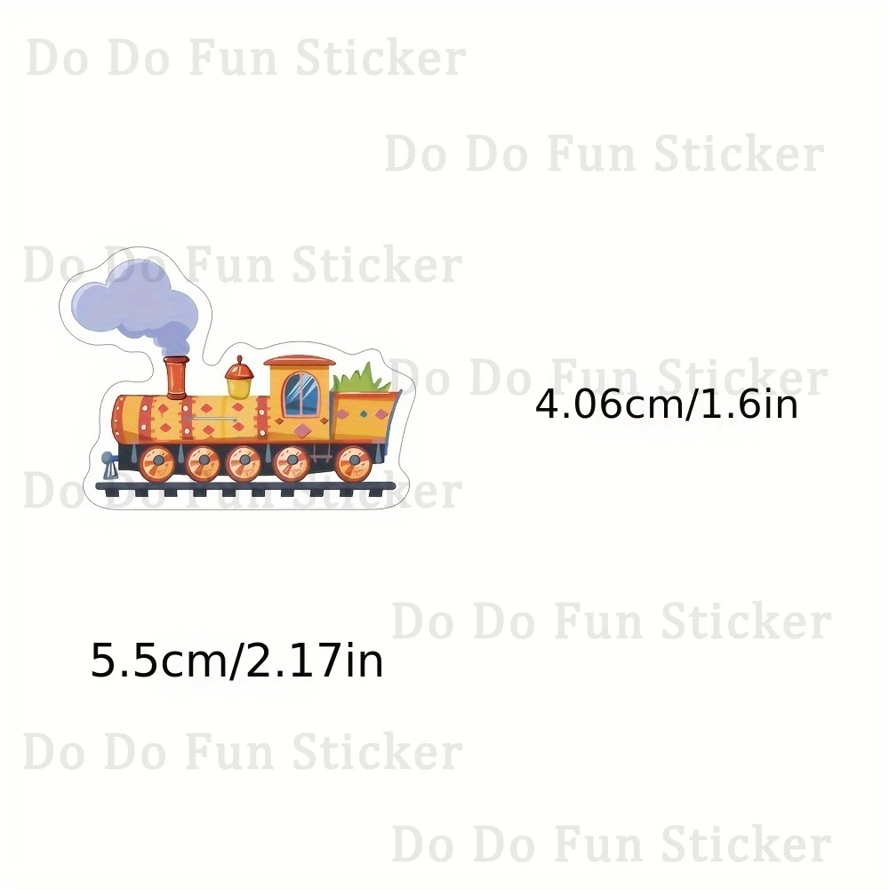 56PCS Cute Cartoon Train Stickers Colorful Transportation Tools Waterproof PVC Personalized Decoration Laptop Water Cup Phone