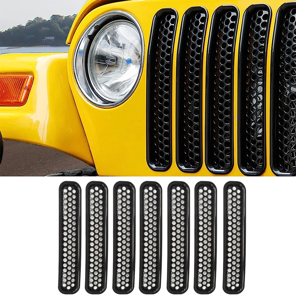 

Front Grill Inserts Kit Honeycomb Mesh For Jeep Wrangler TJ & Unlimited 1997 1998 1999 2000 2001 2002 2003 2004 2005 2006 2007