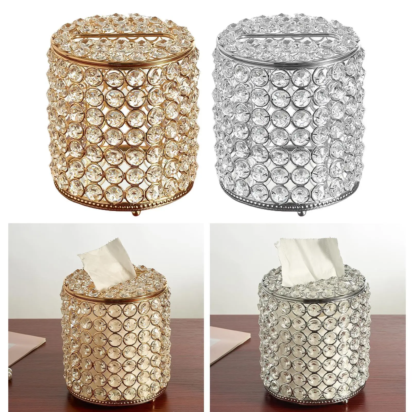 Shiny Tissue Box Elegant Napkin Holder for Living Room Office Car Decoration