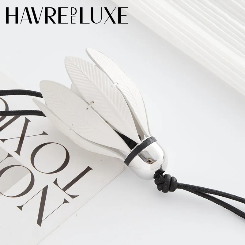 Badminton leather bag charm white keychain bag pendant decoration high luxury girl gift bag accessories