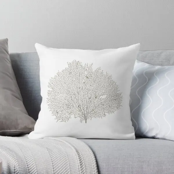 White Fan Coral  Printing Throw Pillow Cover Soft Sofa Fashion Home Decorative Wedding Office Case Pillows not include One Side