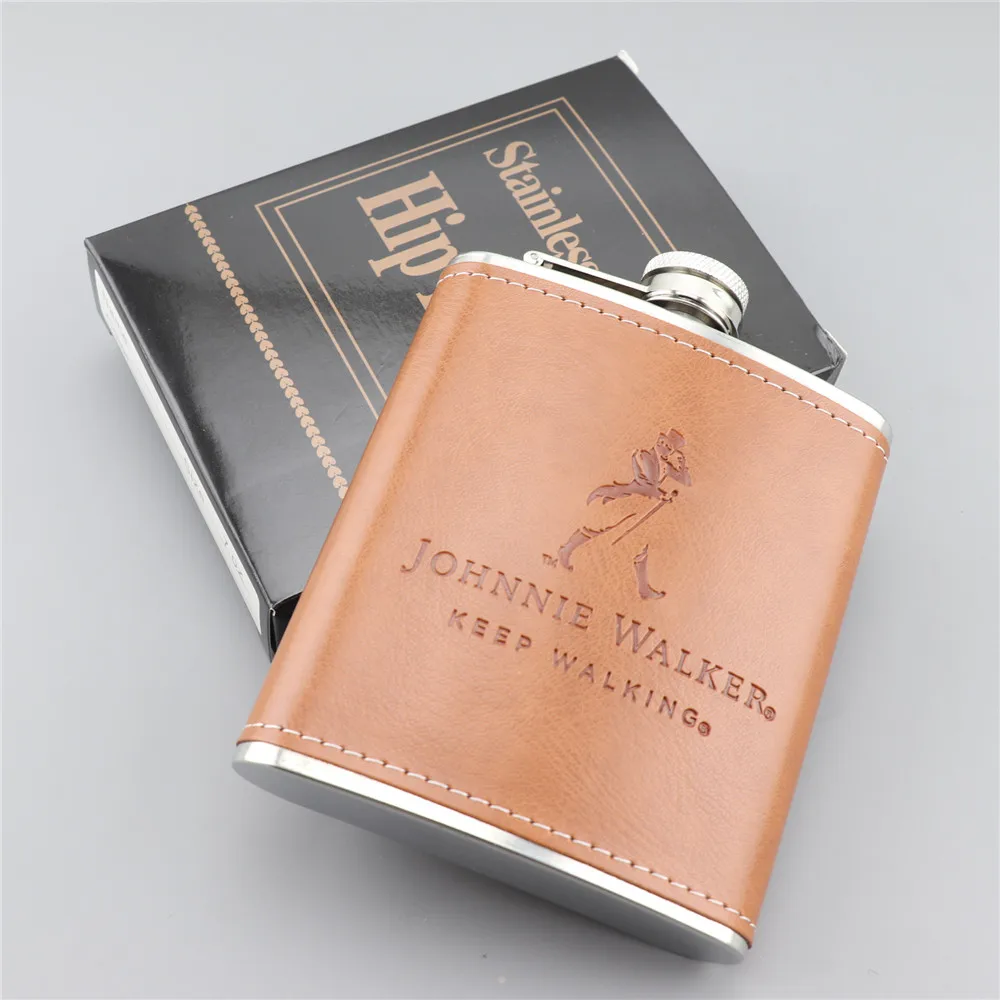 Mini 7oz Pu Leather Wrap Whisky Flagon Stainless Steel Hip Flask Alcohol Bottle Vodka Liquor Pocket