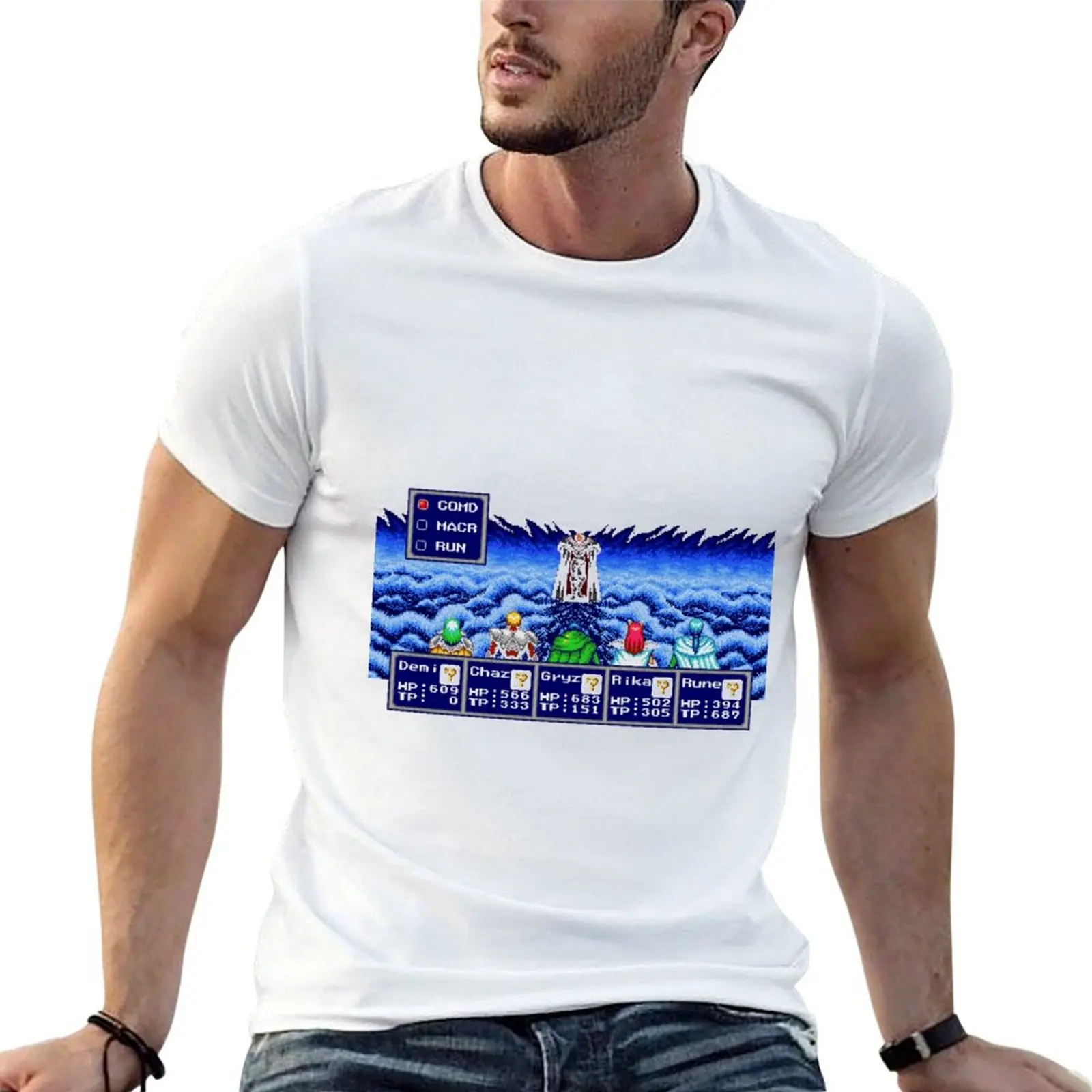 

Classic Phantasy Star IV Boss Battle T-Shirt man t shirt designer cotton tshirt 100% T-Shirt