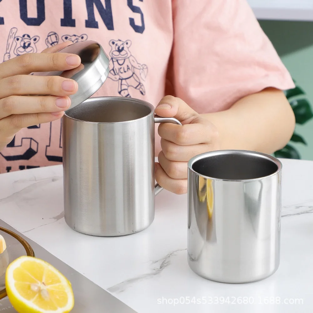 200ml to 500ml 304 Stainless Steel Double Wall Thermal Mug with Leak Resistant Lid for For home Office Daily Use