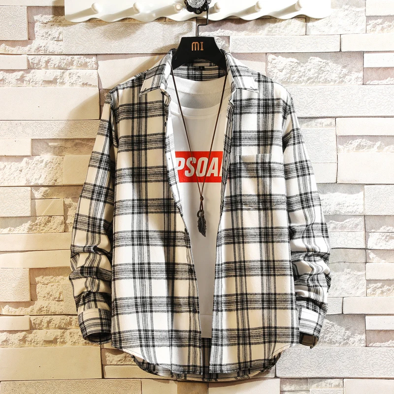 

Casual Shirts For Men Clothing 2023 Fashion Long Sleeve Plaid Shirt Men Harajuku Checkered Men Shirt Long Sleeve M-3XL