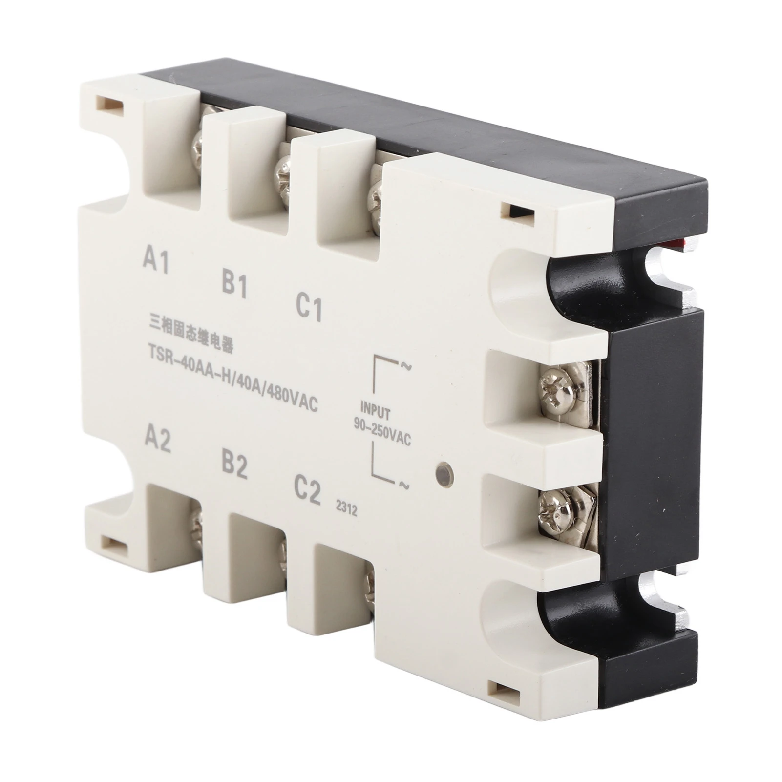 3 phase SSR, 3 Phase 40A AC AC Solid State Relay SSR Input 90‑250VAC Load 24‑480VAC TSR‑40AA H