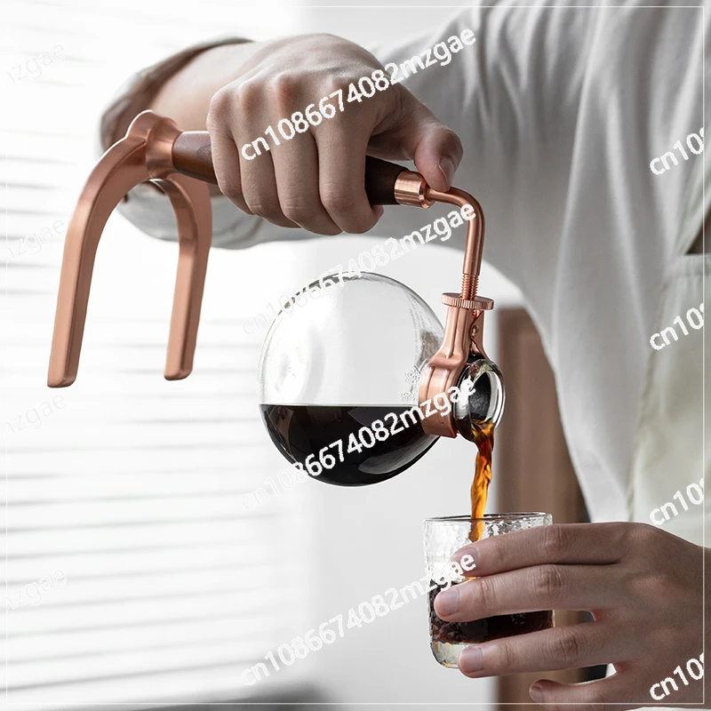 Concubine Siphon Pot Handmade Siphon Brewed Coffee Pot Household Retro High Temperature Resistant Glass Gold Plated