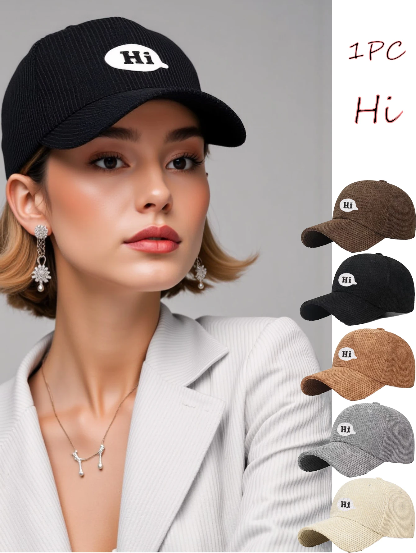 1 PC Japanese Style Corduroy Baseball Cap - Unisex Blank Solid Color Fall Winter Hat with Sun UV Protection Adjustable