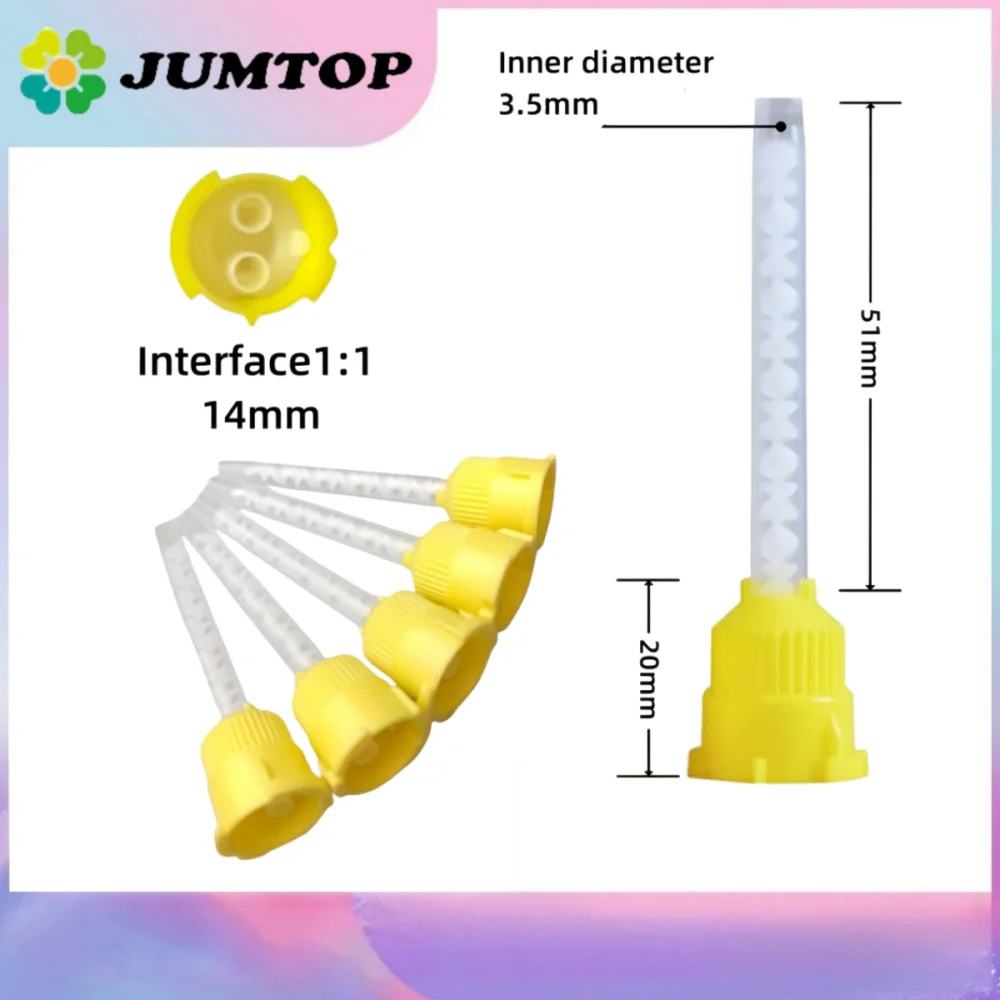 

50PCS Disposable Silicone Mixing Heads - 1:1 Dental Silicone Rubber Gun Tips for Dentistry Materials