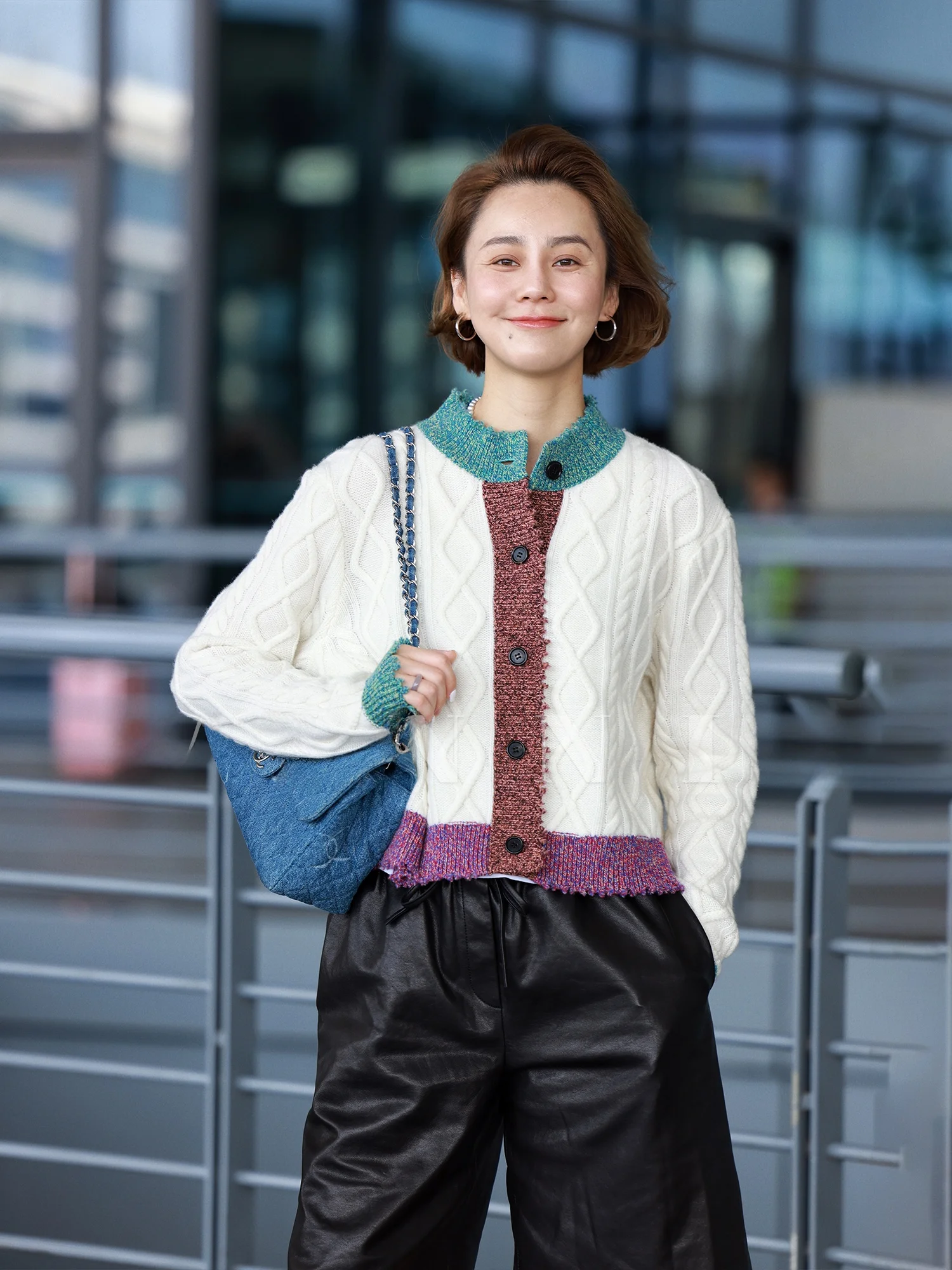 

WinnieTang Vintage Sle Open Cardigan Knitted Woolen Sweater Heavy Twist Color Blo Loose oulder Long Sve Women's Coat