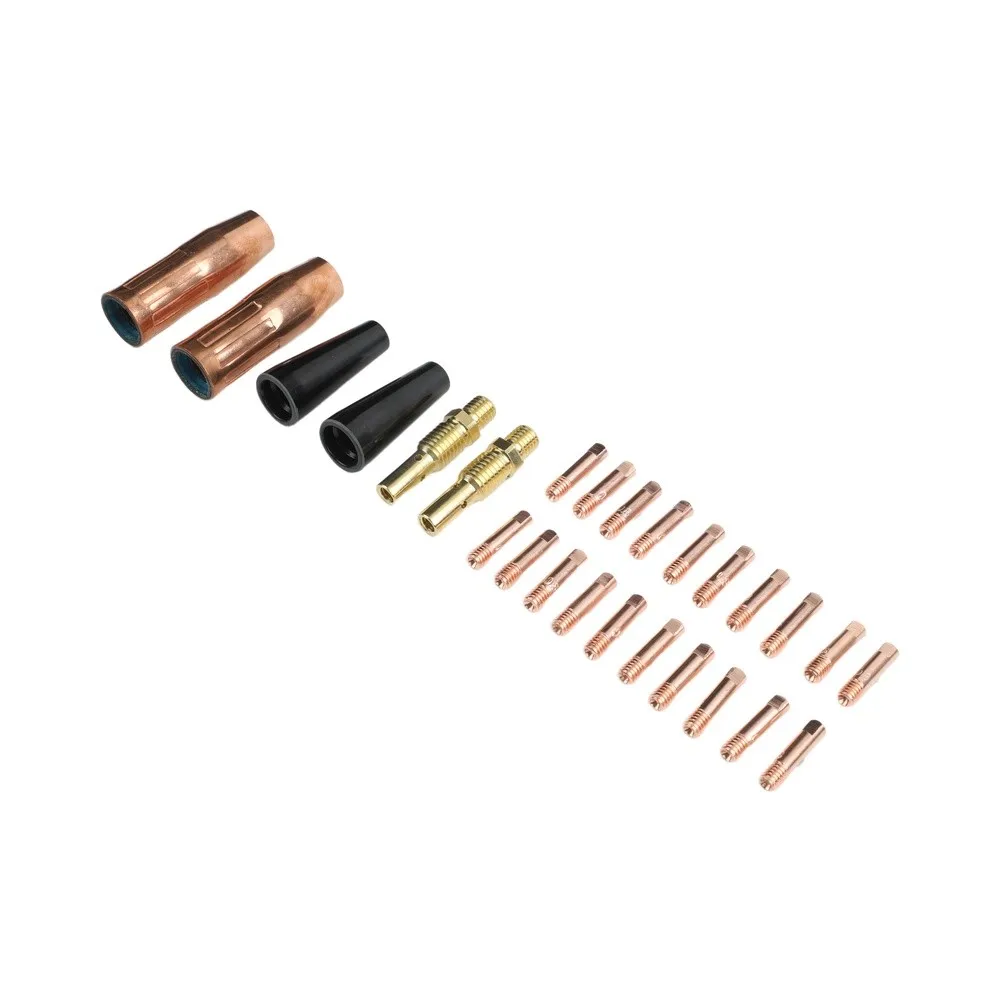 Gasless Nozzles for mig Welding Accessories On-the-Go Welding Black And Copper Color Power Tool Accessory 26-piece Welding Set