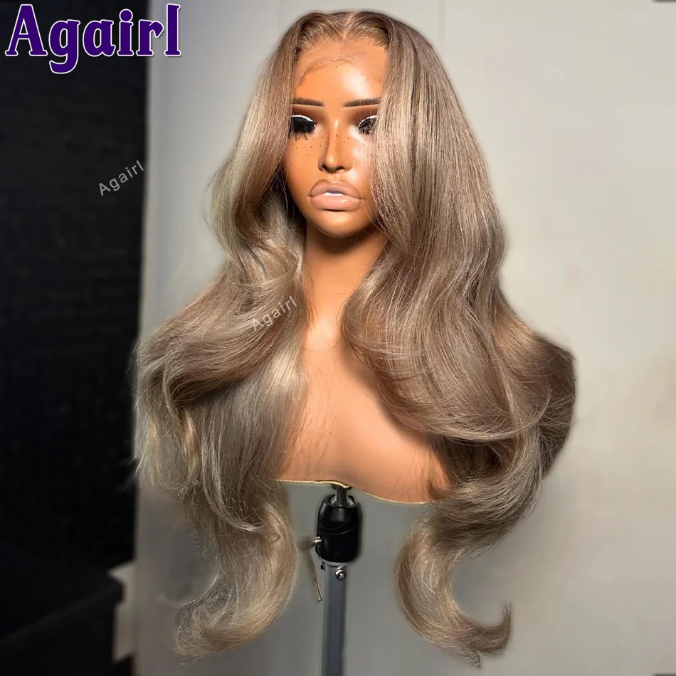 Graue asch blonde 13x4 bereit gehen Echthaar Perücken transparent 13x6 Spitze Frontal Body Wave Perücke vor gezupft 6x4 Verschluss Perücken für Frauen