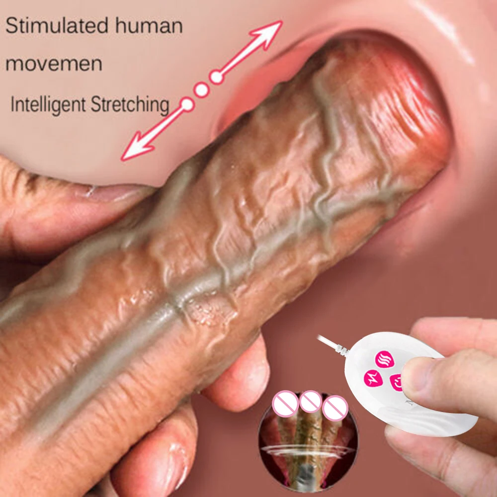 Telescopic Vibrator Heating Dildo Thrusting Realistic Penis G-spot 7 Speeds With Suction Cup Female Masturbation Sex Toys