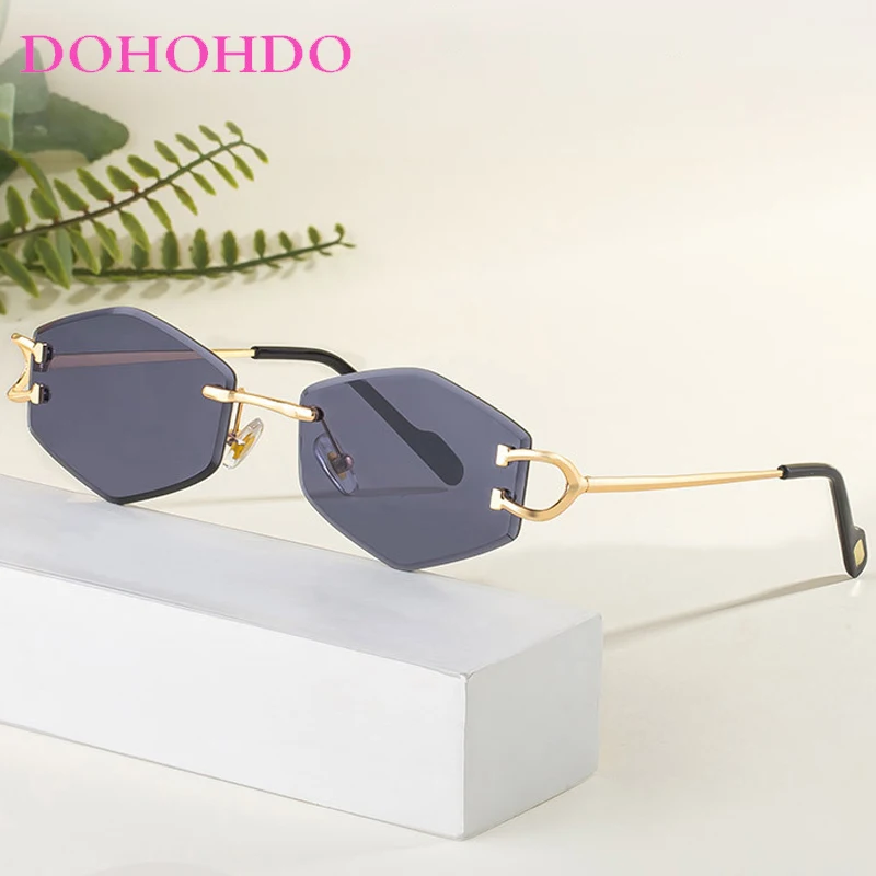 

2025 New Retro Rimless Polygonal Women Sunglasses Luxury Designer Metal Men Sunglass Outdoor Travel Shade Eyewear Ladies UV400