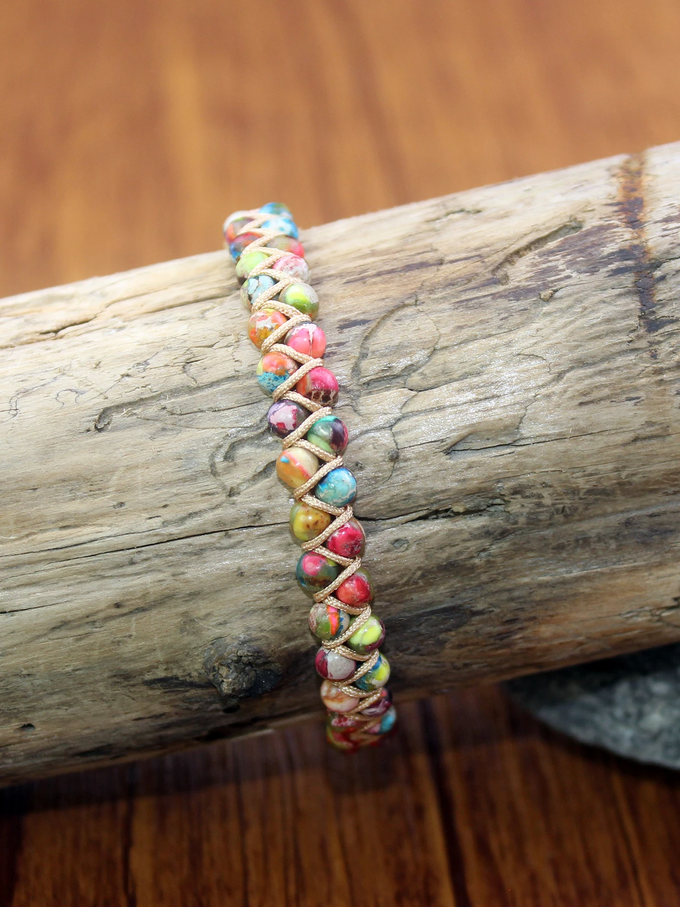 Colorful 4mm Beads Natural Stones Yoga Bracelet Handmade Braided Adjustable Bracelet For Women